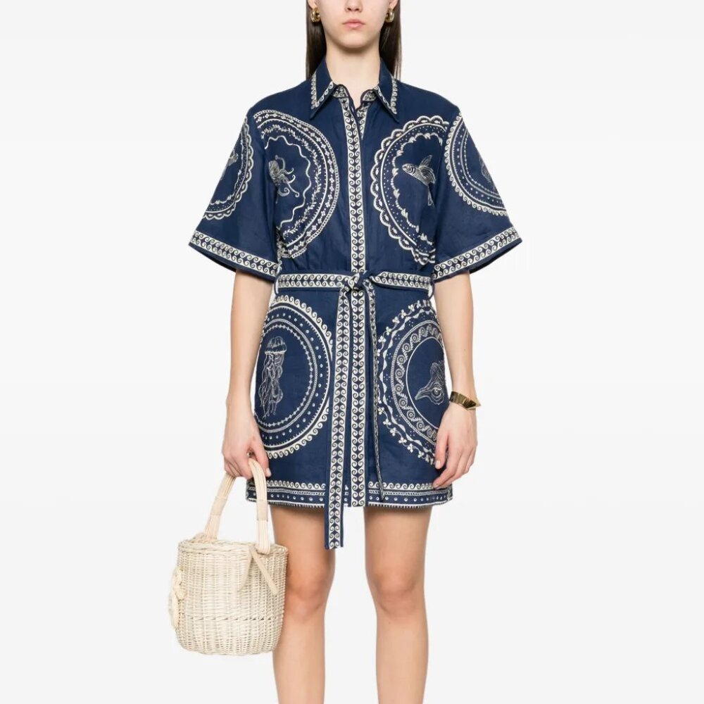 Alémais Oceane Linen Mini Dress